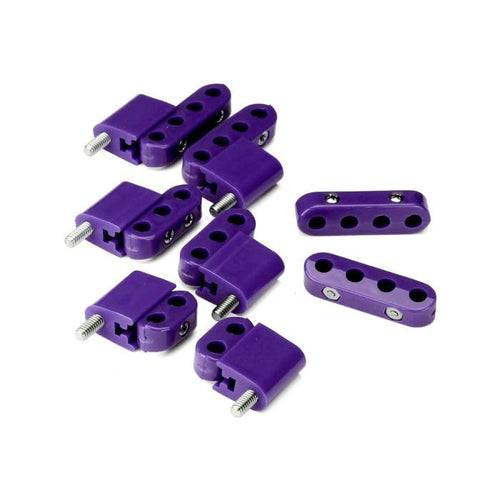 Vertical Wire Separator Smoothie KIT for 7-8mm Plug Wires, 6 Brackets, 2 2-Place, 2 3-Place, and 4 4-Place SEPARATORS, Purple