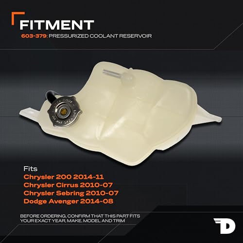 Dorman Front Pressurized Coolant Reservoir 603-379 with Cap Compatible with Select Chrysler / Dodge Models