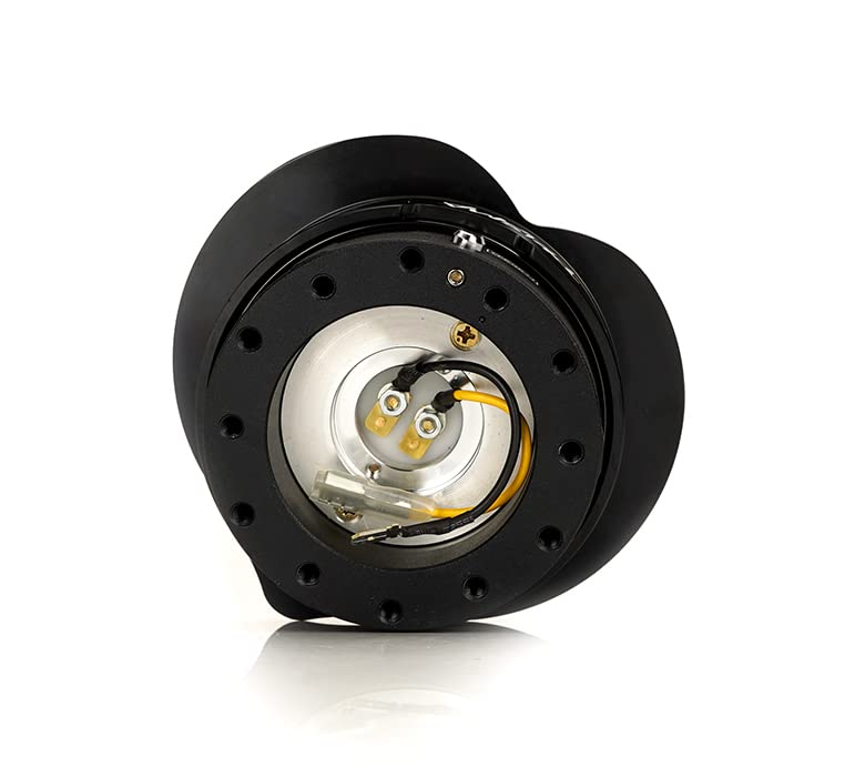 NRG Innovations Steering Wheel NRG-SRK-143BK Quick Release Kit Adapter, Black Body/Black Heart Shape Ring Flares, 6x70mm & 6x74mm Bolt Pattern