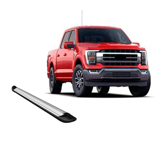 Silver Black Horse Aluminum Transporter Running Boards Compatible with 2015-2024 Ford F-150 SuperCrew Cab / 2017-2024 F-250 350 450 550 Super Duty SuperCrew Cab