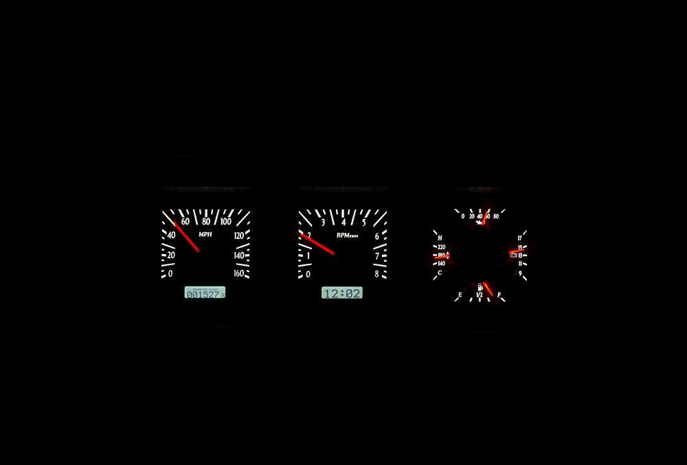 Dakota Digital VHX System-Black Alloy Style Face w/White Display Compatible with 1980-86 Ford Pickup