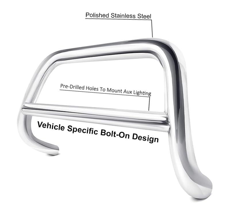 A Bar Black Horse No Skid Plate Stainless Steel Compatible with 2007-2012 Hyundai Santa Fe-CBS-HYB6201