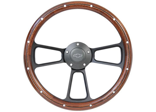 Brothers STRF8BW174-91 Trucks Custom Steering Wheels - Black/Wood - Bowtie