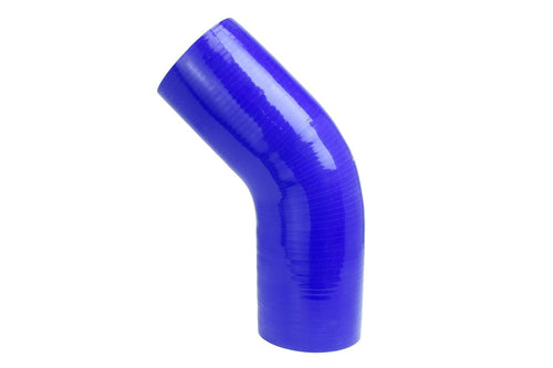 HPS 45 degree HTSEC45-350-BLUE Silicone High Temperature 4-ply Reinforced Elbow Coupler Hose, 20 PSI Maximum Pressure, 4" Leg Length on each side, 3-1/2" ID, Blue