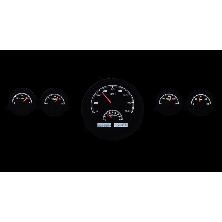 Black Alloy Style Face, 1959-60 Chevy Impala VHX System, White Display by Dakota Digital
