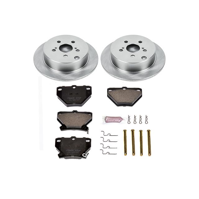 POWERSTOP Autospecialty KOE2318 Rear Replacement Brake Kit-OE Brake Rotors & Ceramic Brake Pads For Pontiac Vibe, Toyota Celica, Toyota Corolla, Toyota Matrix [Model Specific]