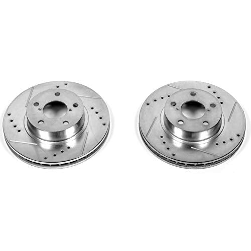Power Stop Front JBR358XPR Drilled & Slotted Rotor Pair For Subaru Impreza 1993-2001, Subaru Legacy 1990-1999 [Model Specific]