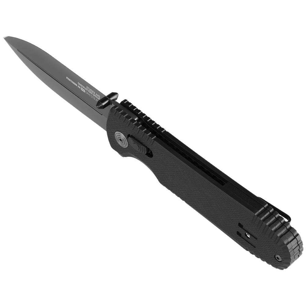 SOG Lightweight Pentagon XR LTE Ambidextrous Folding Knife | 3.66" CTS XHP Steel Blade | XR Locking Mechanism, Black/Graphite
