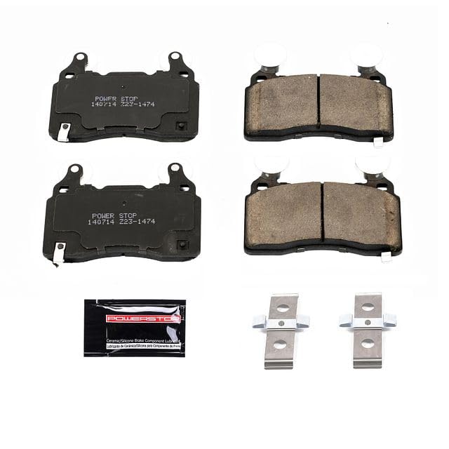 Power Stop Z23-1474 Z23 Evolution Sport Carbon Fiber Infused Ceramic Brake Pads with Hardware For Cadillac CT6 2016-2018, Chevrolet Camaro 2010-2015 [Model Specific]