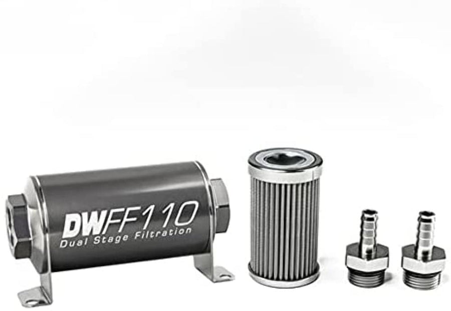 in-line DeatschWerks Fuel Filter and housing kit (8-03-110-100K-38)