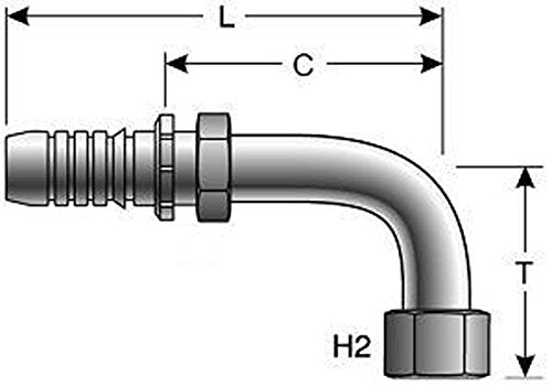 GlobalSpiral Series Gates 12GS-16FMX90-056 Couplings, Female MegaSeal Swivel, 90 Degree Bent Tube, 3/4" ID