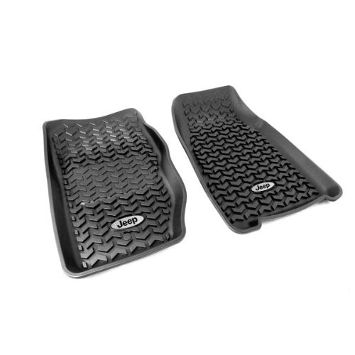 Rugged Ridge All-Terrain Floor Liner DMC-12920.25 Front Pair With Jeep Logo BLACK For 1984-01 Jeep Cherokee XJ