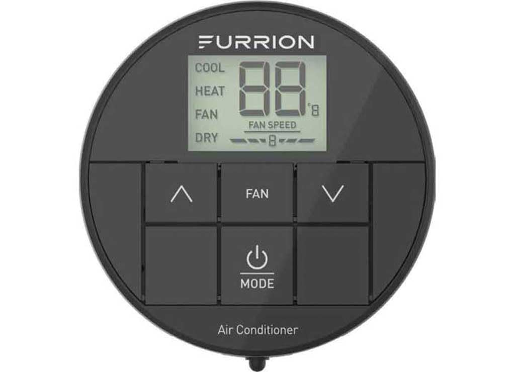Furrion Chill Basic Single-Zone Backlit LED Wall Thermostat - Black, 2 Fan Speeds, Compatible with Furrion HE Air Conditioners - FACW10ESSA-BL