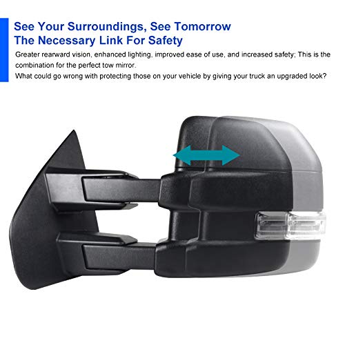 2004-2006 Ford F-150 Heated, Power Adjustable, & Manual Extendable Towing Mirrors w/ Clear Lens LED Turn Signal Lights