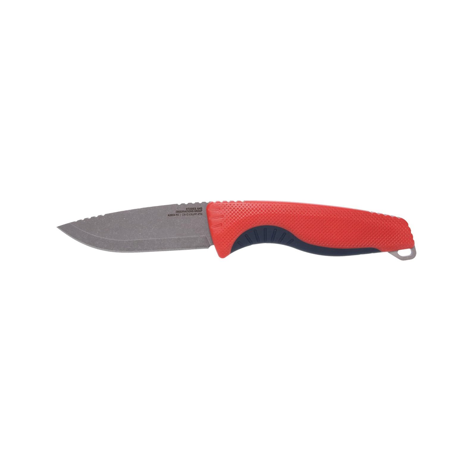 SOG Aegis FX Outdoor Survival Fixed Blade Knife | CRYO 4116 Krupps Steel | GRN Rubber Handle | UMS Sheath, Rescue Red/Indigo
