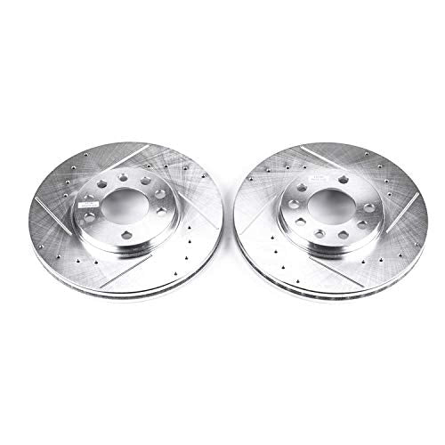 Power Stop Front EBR613XPR Drilled & Slotted Rotor Pair For Saab 9-3, Saab 9-5, Saab 900, L100, L200, L300, LW200, LW300 [Model Specific]