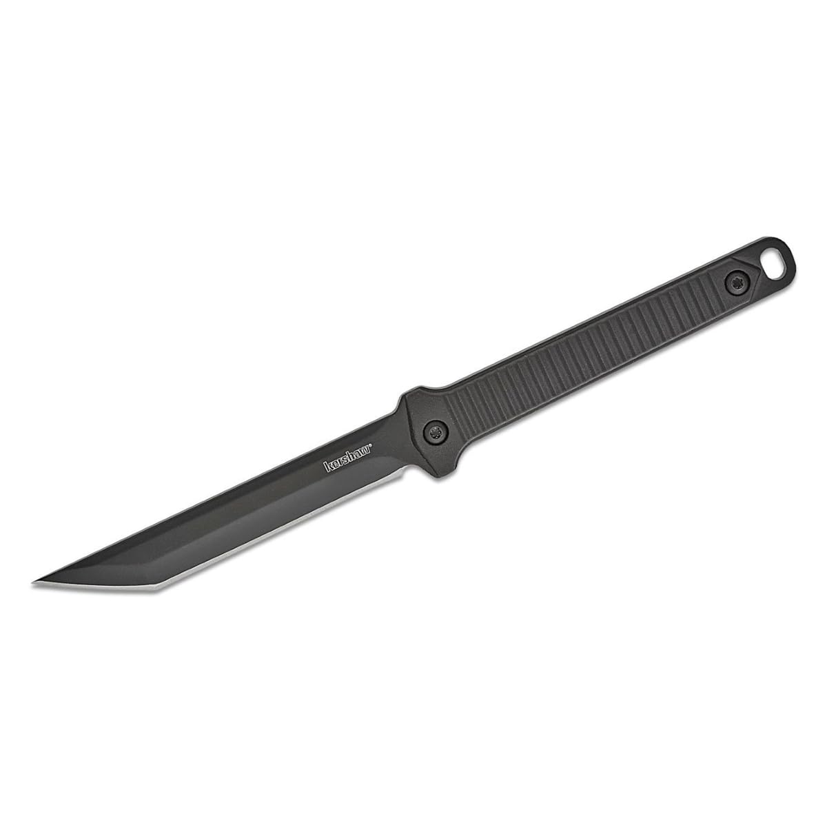 Dune Kershaw Full Tang Neck Knife (4008X) Compact 3.8 3Cr13 Stainless Steel Fixed Blade with Black-Oxide Finish, Textured Injection Molded Handle, Secure Molded Sheath and Lanyard, 2.5 oz.