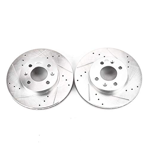 Power Stop Front JBR1159XPR Evolution Performance Drilled, Slotted & Plated Brake Rotor Pair For Hyundai Accent 2006-2011, Kia Rio 2006-2011, Kia Rio5 2006-2011 [Model Specific]