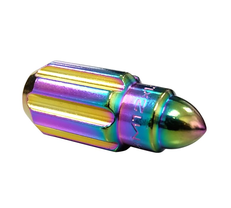 NRG Innovations M12 x 1.5 Steel Lug Nut Set NRG-LN-LS500MC-21 Bullet Shape, Anodized Finish 21 Pc Neochrome with Lock Key