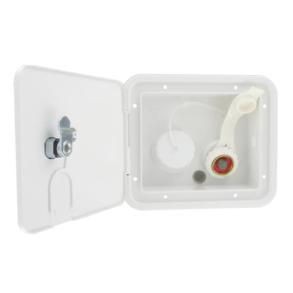 Valterra A01-2000VP Water Inlet Hatch Gravity/City - Brass, White (Carded)