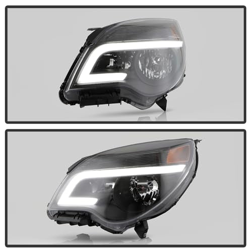 Spyder 2010-2017 Chevy Equinox LS and LT Models only (do not fit LTZ Models) Headlights with Light Bar -Low Beam-H11(Included) ; High Beam-9005(Included) ; Signal-7444NA(Included) - Black