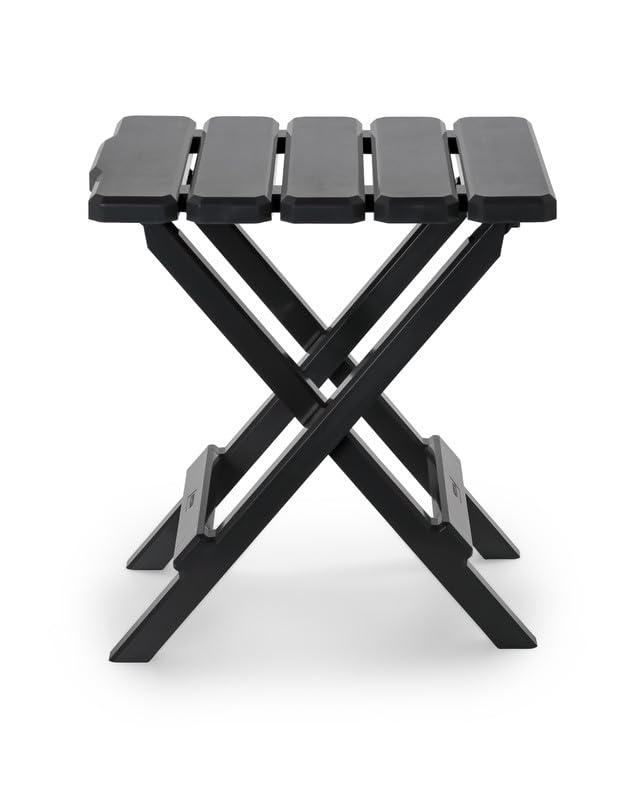 Adirondack Camco 51881 Portable Outdoor Folding Side Table, Perfect for The Beach, Camping, Picnics, Cookouts & More, Weatherproof & Rust Resistant - Charcoal