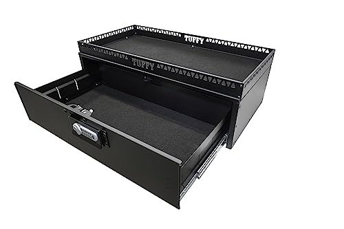 Security Drawer Tuffy with Shelf – Universal Fit for Mid-Sized SUVs | Heavy-Duty Locking Cargo Storage Box | Black Steel, 85 lb Capacity