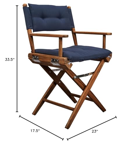 Teak Director's Chair Whitecap 61042 with Navy Cushion - 18"