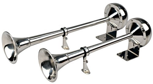 The Persuader Xtreme Wolo (120) Stainless Steel Trumpet Horns - 12 Volt, Low and High Tone