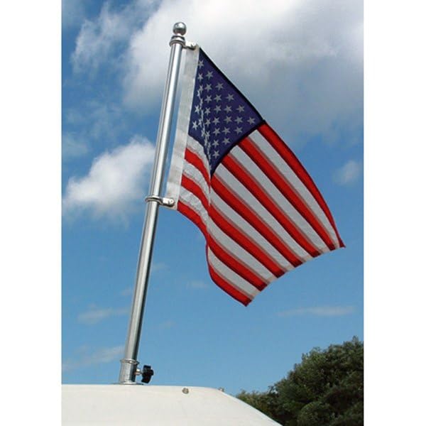 Taylor Made Flag Pole Kit Stainless Steel 24" – Made from T304 stainless steel – Adjustable clips for a taut fit – Easy installation to boat gunwale – Mounting base and hardware included – 2020109078