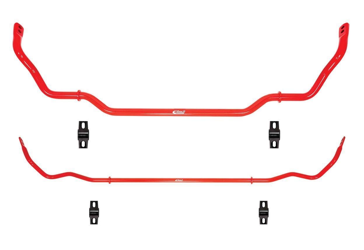 Eibach Anti-Roll Sway Bar, Front/Rear, 25 mm Diameter Front, 19 mm Diameter Rear, Polyurethane Bushings, Steel, Red Powder Coat, compatible with Kia Stinger 2018-23 / Genesis G70 2019-25, Kit