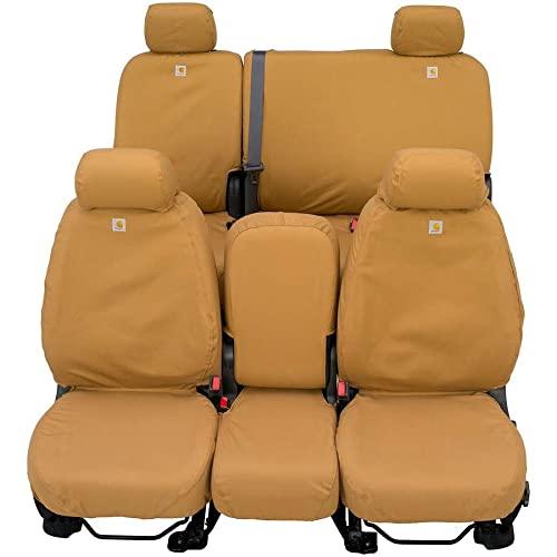 Covercraft Custom Seat Covers Carhartt SeatSaver | Fits 2019-2020 Ford F-150, 2019-2022 Ford F-250/F-350/F-450/F-550 | 1st Row 40/20/40 Bench Seat, Duck Weave Gravel