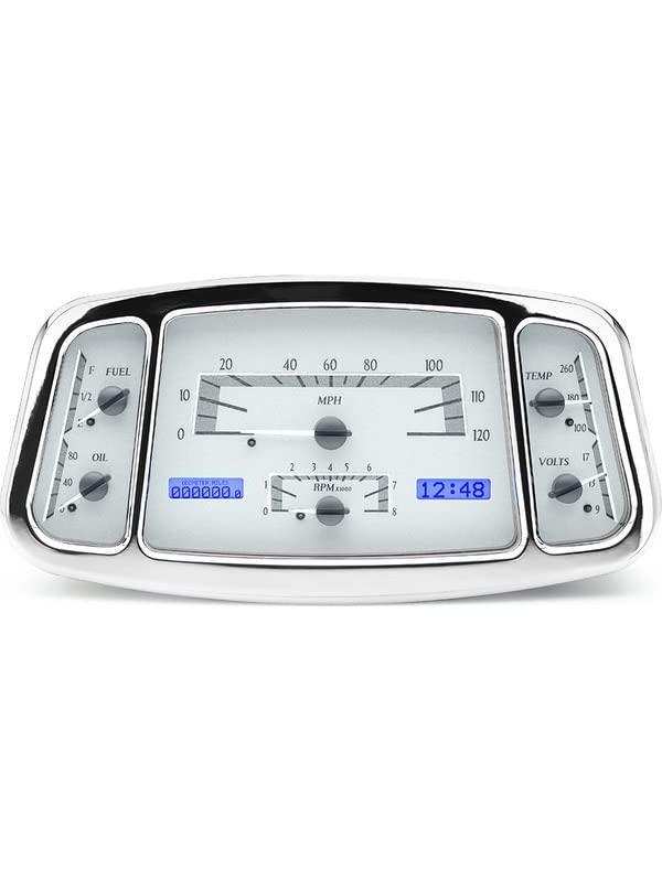 VHX-33F-S-B Dakota Digital Analog Dash Gauge System Compatible with Ford 1933-34 Car, Silver Alloy Style, Blue Backlighting