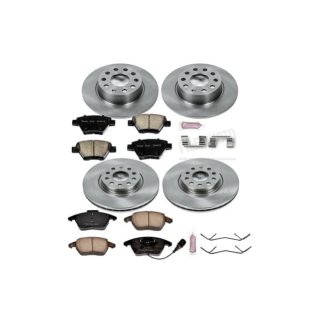 Power Stop Autospecialty KOE5801 Front and Rear Replacement Brake Kit-OE Brake Rotors & Ceramic Brake Pads For Audi A3 VW EOS GTI Jetta