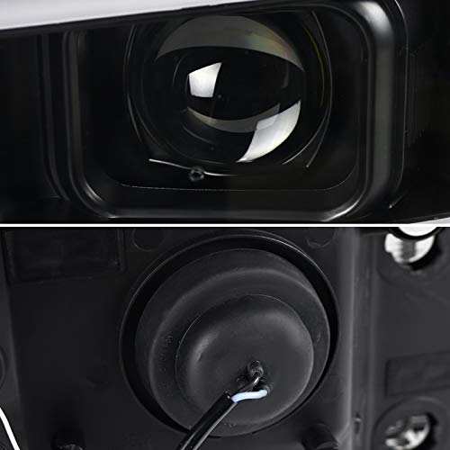 Black LED Bar Projector Headlights SPEC-D TUNING Compatible with 2007-2013 GMC Sierra Models 1500 1500HD 2500HD 3500HD, Left + Right Pair Headlamps Assembly