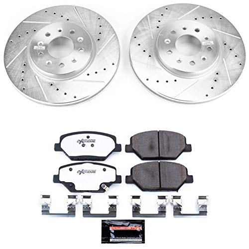 Power Stop K7661-26 Z26 Carbon Fiber Brake Pads Front with Drilled & Slotted Brake Rotors Kit For Envision, LaCrosse, Regal Sportback, Regal TourX, Equinox, Terrain [Model Specific]