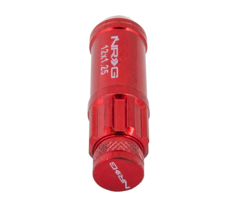 700 Series NRG M12 X 1.25 Steel Lug Nut w/Dust Cap Cover Set 21 Pc w/Locks & Lock Socket - Red