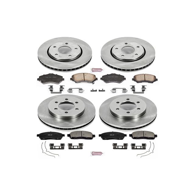 POWERSTOP Autospecialty KOE1944 Front and Rear Replacement Brake Kit-OE Brake Rotors & Ceramic Brake Pads For 2004-2008 Ford F-150 4WD 6 Lug | 2006-2008 Lincoln Mark LT