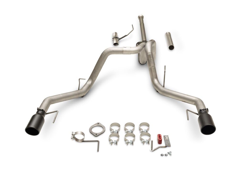 Outlaw Series Flowmaster 818168 Cat-Back Exhaust 3 Inch In Dual 2.5 Out 409 Stainless Steel 4.5 Inch Black Tips Compatible with 2021-2025 Ford F-150 2.7 3.5 5.0L PowerBoost and non-hybrid Factory Dual