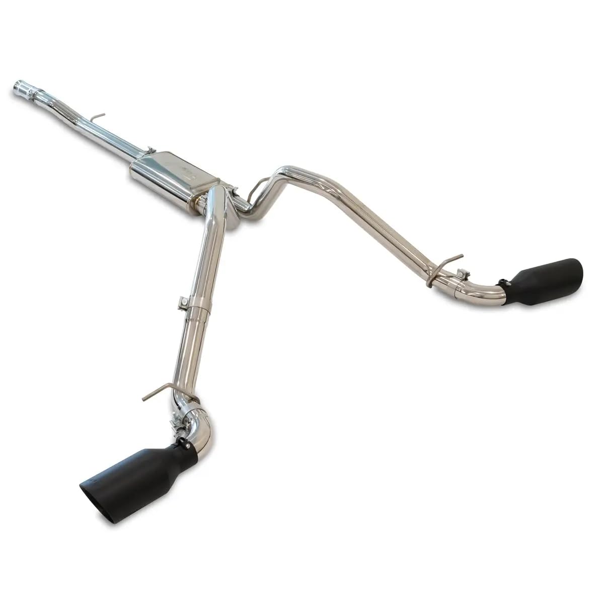 GM 1500 2014-2019 Cat-Back Exhaust Systems Dual Exit Polished Tubes Black Ceramic Coated Tips