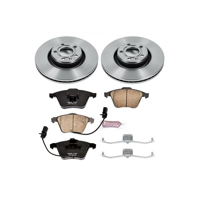 POWERSTOP Autospecialty KOE2993 Front Replacement Brake Kit-OE Brake Rotors & Ceramic Brake Pads For Audi A6 2006-2011, Audi A6 Quattro 2005-2008 [Model Specific]