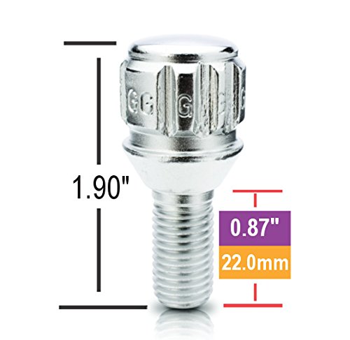 12mm x 1.25 Thread Size Gorilla Automotive Cone Seat Lug Bolt Wheel Lock, (Set of 4)
