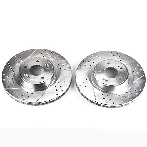 Power Stop Front JBR1529XPR Drilled & Slotted Rotor Pair For Hyundai Genesis Coupe 2010-2016 [Model Specific]