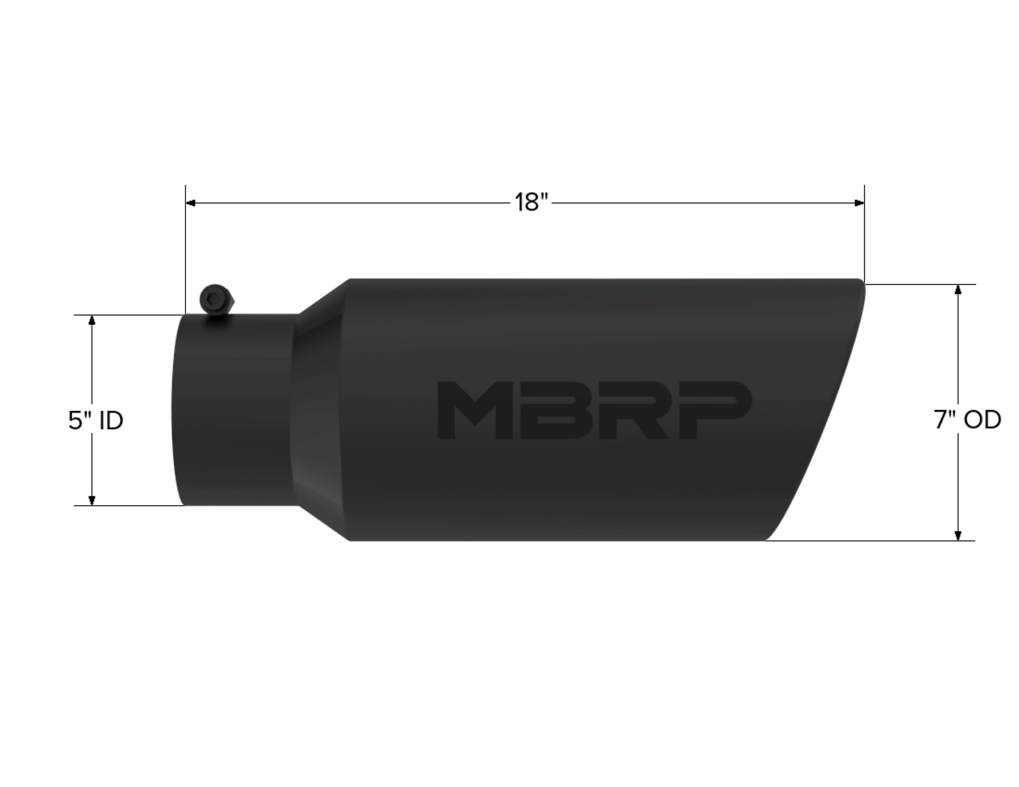 MBRP 7in O.D. Universal Tip 5in inlet 18in length Black Rolled End