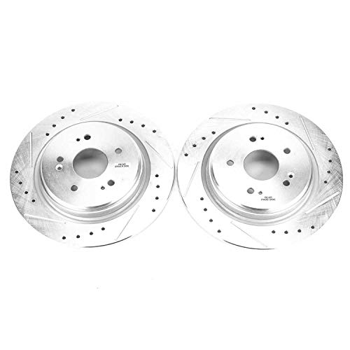 Power Stop JBR1721XPR Evolution Performance Rear Drilled, Slotted & Plated Brake Rotor Pair For Acura TLX 2015-2020, Honda CR-V 2017-2024 [Model Specific]