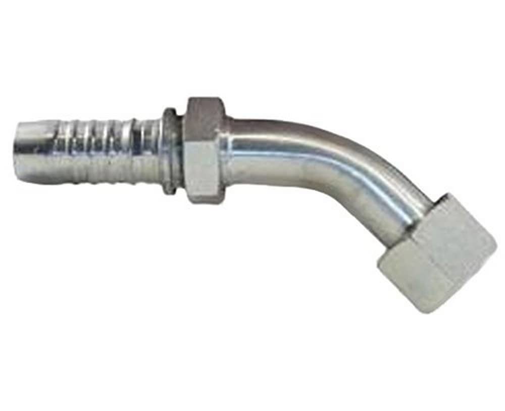 Gates GlobalSpiral 6GS-8FJX45S Couplings, Female JIC 37° Flare Swivel, Zinc Plated Carbon Steel, 3.66", 45° Bent Tube, 3/8" ID