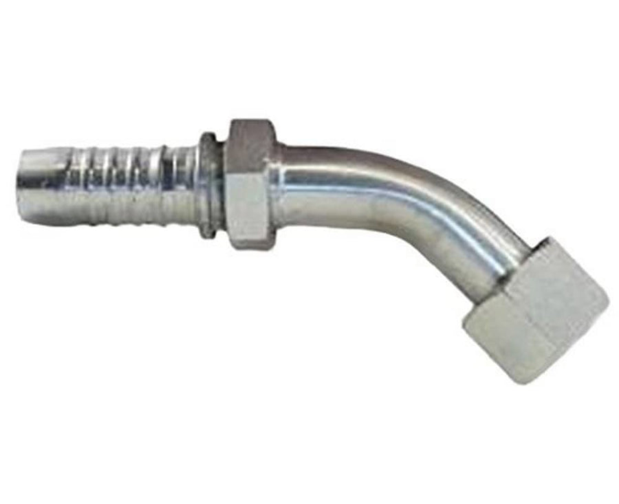 Gates GlobalSpiral 6GS-8FJX45S Couplings, Female JIC 37° Flare Swivel, Zinc Plated Carbon Steel, 3.66", 45° Bent Tube, 3/8" ID