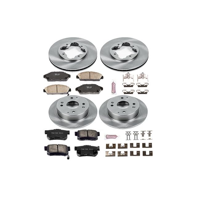 Power Stop Autospecialty KOE2773 Front and Rear Replacement Brake Kit-OE Brake Rotors & Ceramic Brake Pads For Honda Accord 1991-1993 [Model Specific]