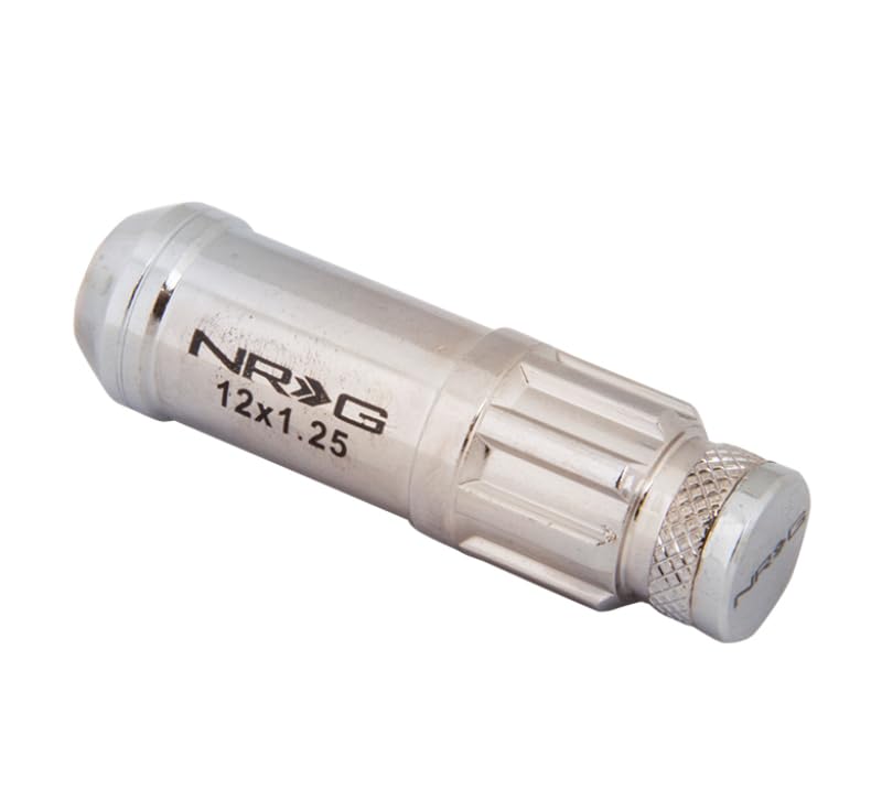 700 Series NRG M12 X 1.25 Steel Lug Nut w/Dust Cap Cover Set 21 Pc w/Locks & Lock Socket - Silver