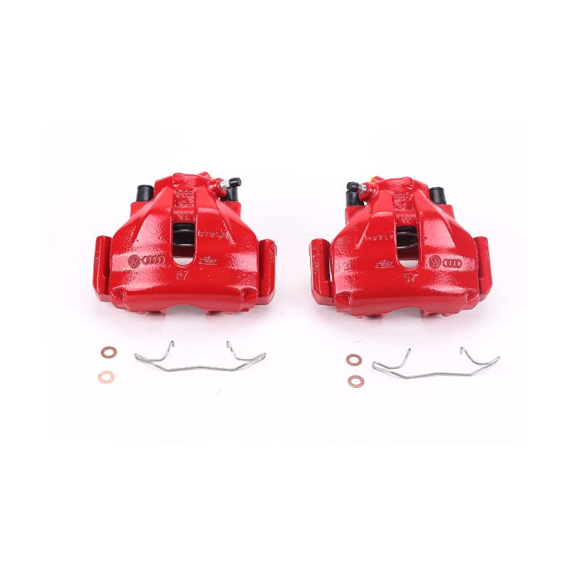 Power Stop S1816 Front Pair of High-Temp Red Powder Coated Calipers For Audi A4, Audi A4 Quattro, Audi A6, Audi A6 Quattro, VW Passat [Model Specific]